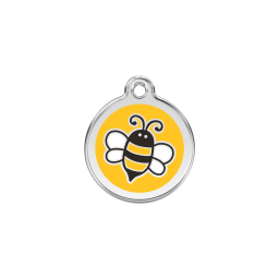 Bumble Bee Yellow roestvrijstalen hondenpenning small/klein dia. 2 cm - RedDingo