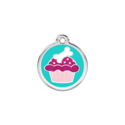 Cupcake Aqua glitter hondenpenning small/klein dia. 2 cm - RedDingo