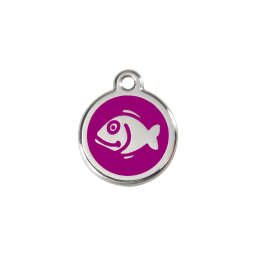 Fish Purple roestvrijstalen kattenpenning small/klein dia. 2 cm - RedDingo
