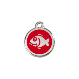 Fish Red roestvrijstalen kattenpenning small/klein dia. 2 cm - RedDingo