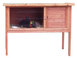 Konijnenhok bouwpakket met plastic lade en klapbaar dak 117 cm bruin - Gebr. de Boon