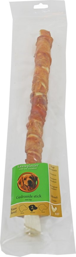 Natuurlijke snack zak gedraaide stick met kip 40 cm - Gebr. de Boon