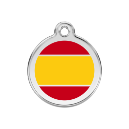 Spanish Flag roestvrijstalen hondenpenning medium/gemiddeld dia. 3 cm - RedDingo