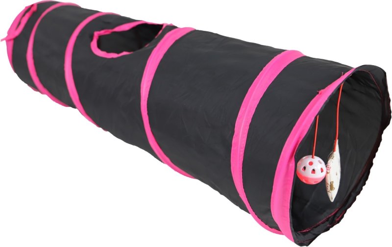 Speeltunnel nylon 85x25 cm zwart/roze - Gebr. de Boon